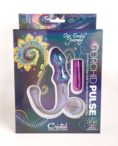 Cristal Orchid Pulse Glass Dildo With Removable Bullet Vibe - Purple