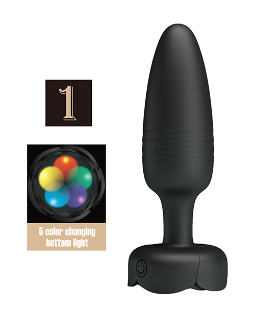 Pretty Love Tarion Thrusting Butt Plug With Multi Color Bottom Light - Black