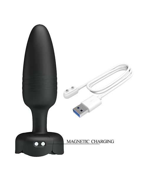 Pretty Love Tarion Thrusting Butt Plug With Multi Color Bottom Light - Black
