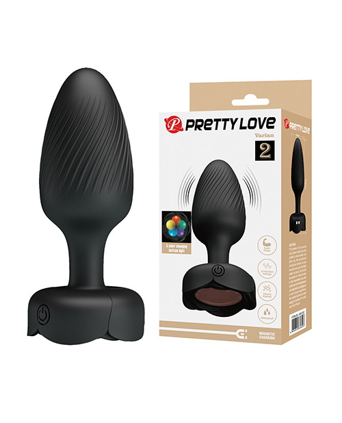 Pretty Love Varian Large Butt Plug With Multi Color Bottom Light - Black