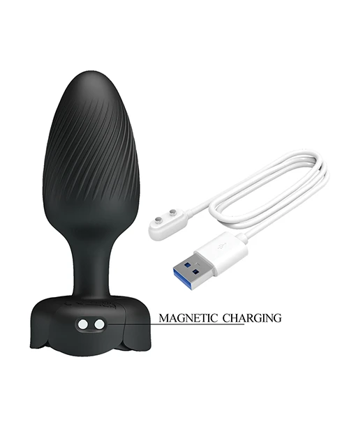 Pretty Love Varian Large Butt Plug With Multi Color Bottom Light - Black