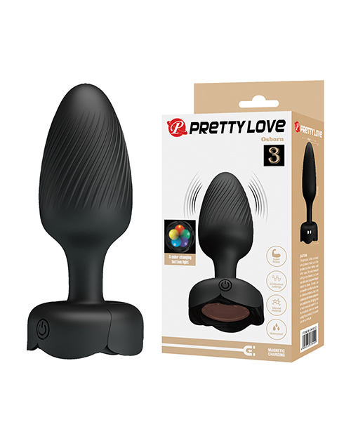 Pretty Love Osborn Medium Butt Plug With Multi Color Bottom Light - Black