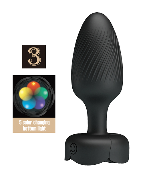 Pretty Love Osborn Medium Butt Plug With Multi Color Bottom Light - Black
