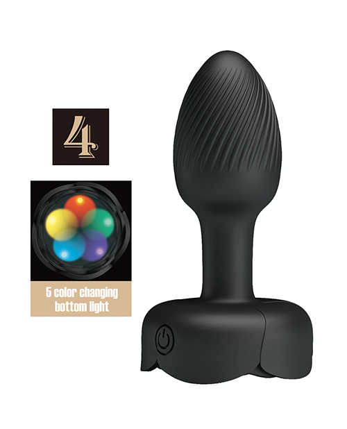 Pretty Love Olman Small Butt Plug With Multi Color Bottom Light - Black