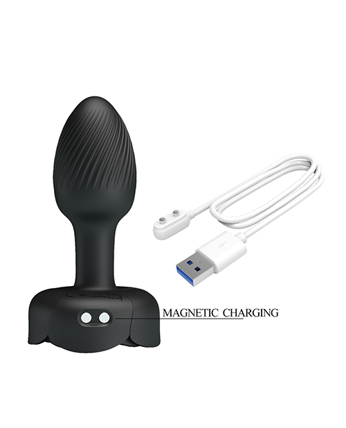 Pretty Love Olman Small Butt Plug With Multi Color Bottom Light - Black