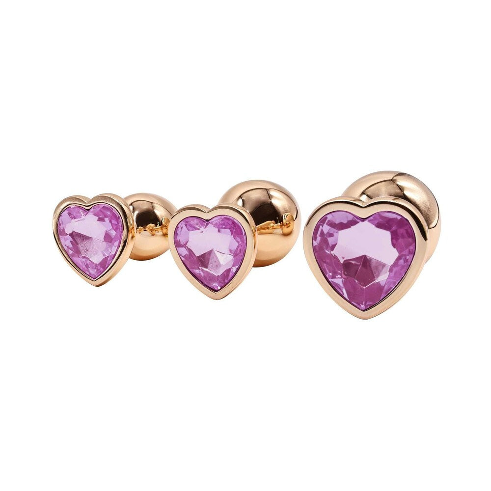 Adam & Eve Rose Gold Pink Heart Anal Plug Training Set