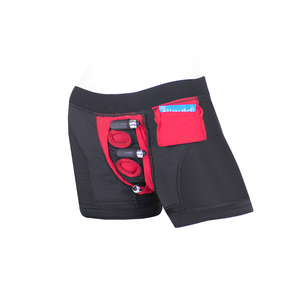 SpareParts Tomboii Nylon Boxer Briefs Harness Black/Red Size XS