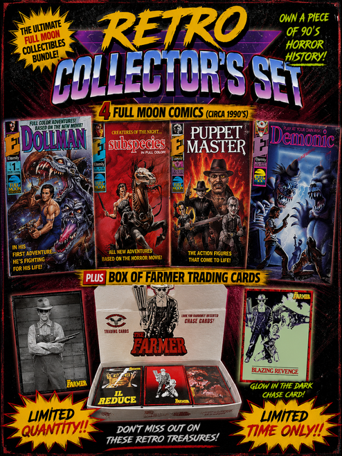 RETRO COLLECTOR'S SET-4 FULL MOON COMICS + TRADING CARDS: THE FARMER