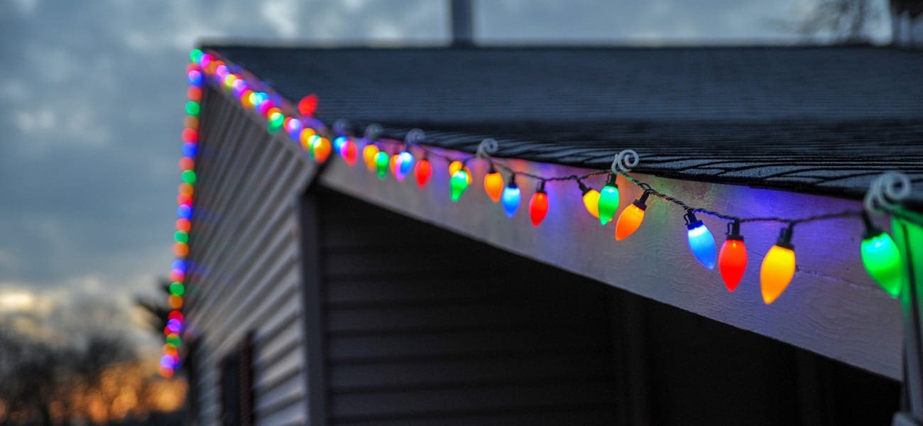 Multi-Colored Christmas Lights On Roof