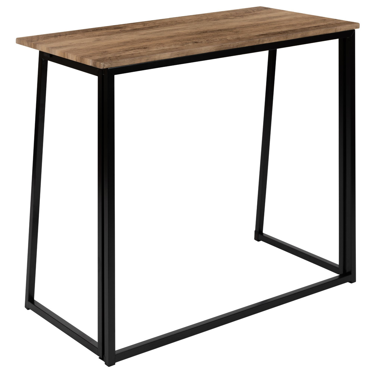 35.5" Wood Brown & Black Rectangular Rustic Natural Home Office Folding