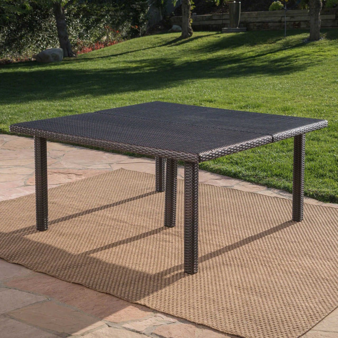 64" Brown Contemporary Square Outdoor Patio Dining Table Christmas