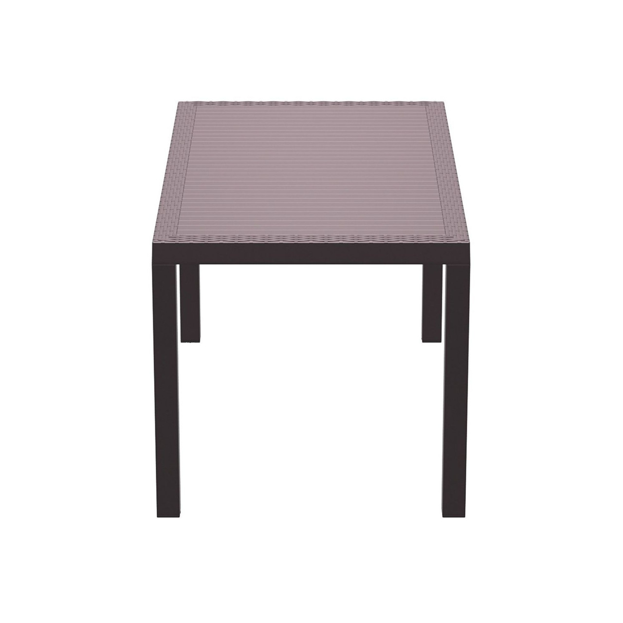 55" Coffee Brown Wickerlook Rectangular Patio Dining Table Christmas