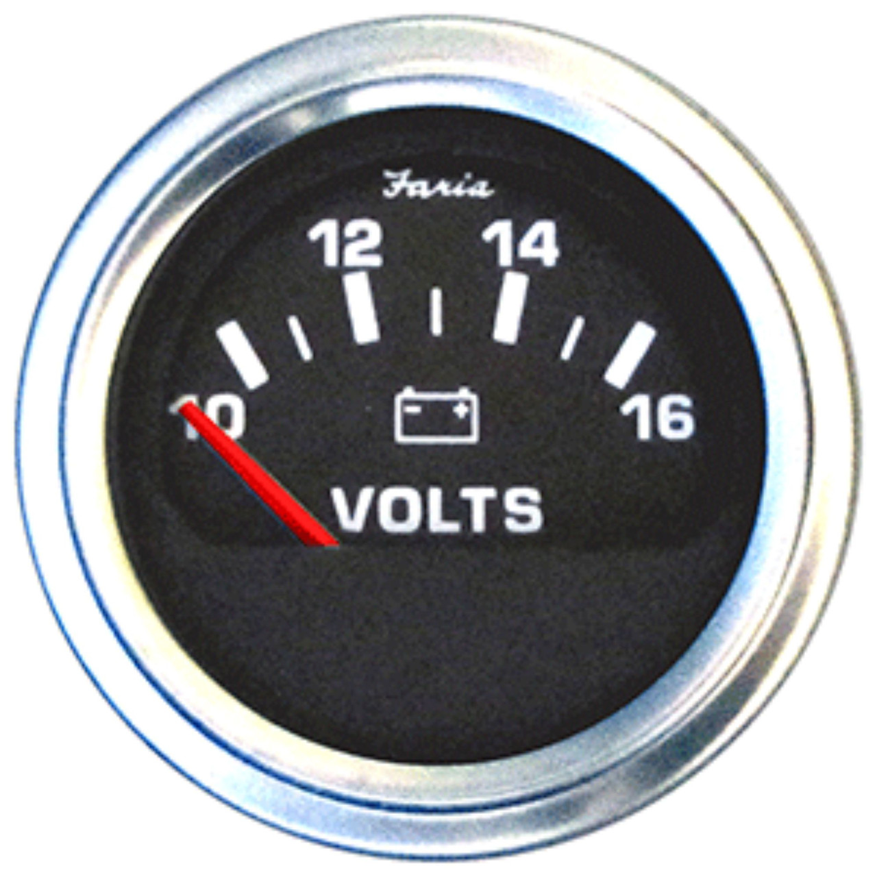 3" Black, Stainless Steel, & Clear Standard Sailboat Deck Voltmeter