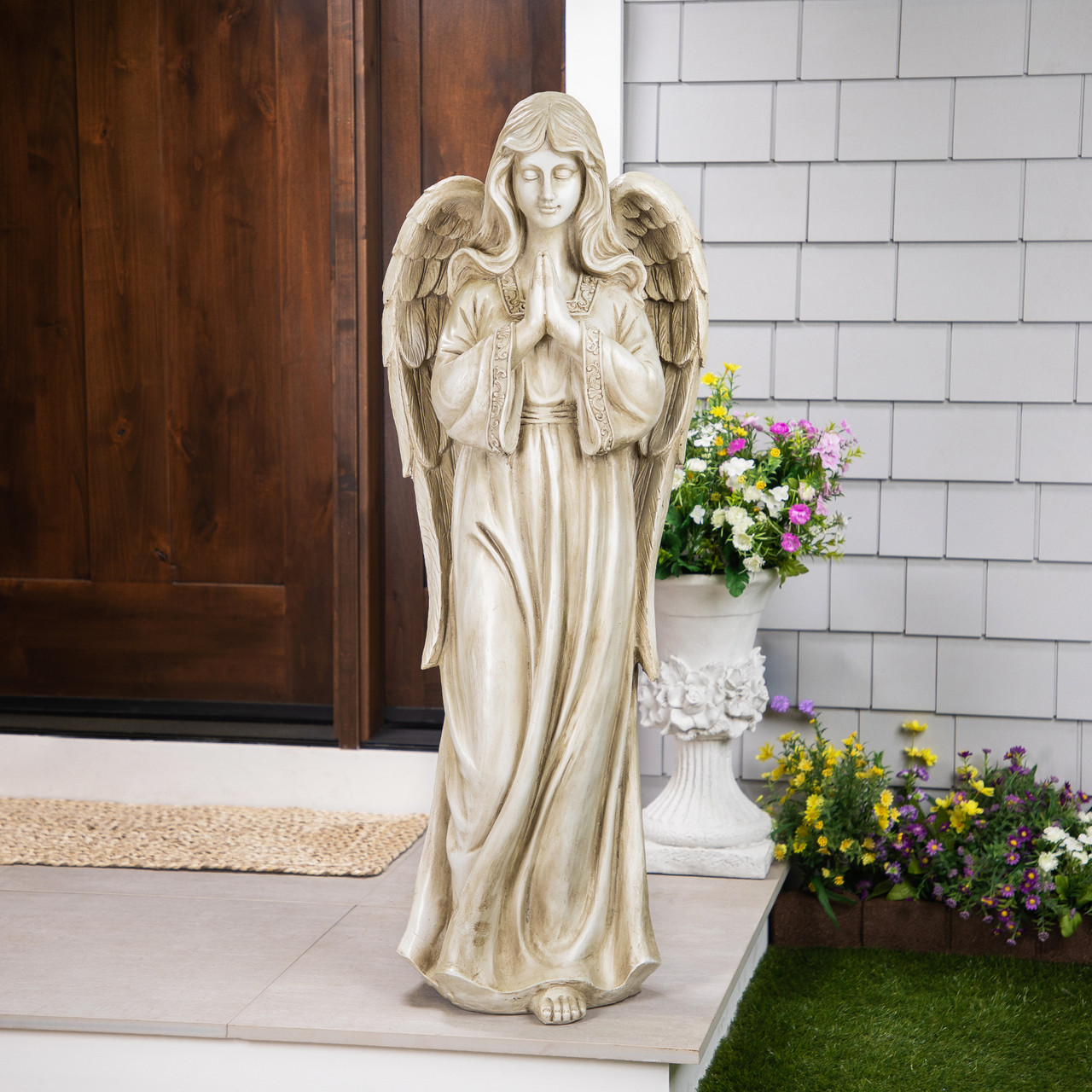 Angel on Pedestal Garden Statue 46.5