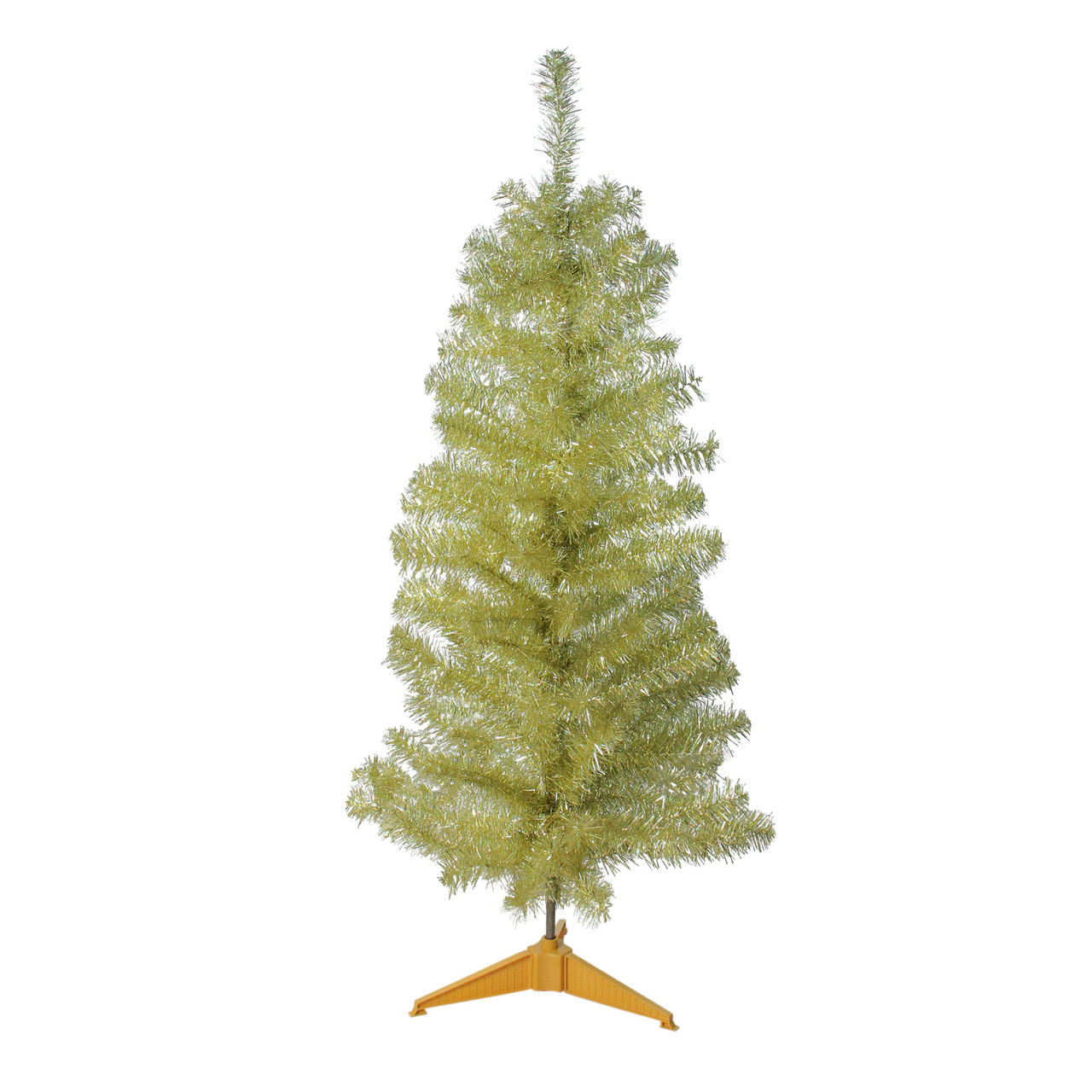 4' Slim Gold Iridescent Tinsel Artificial Christmas Tree Unlit