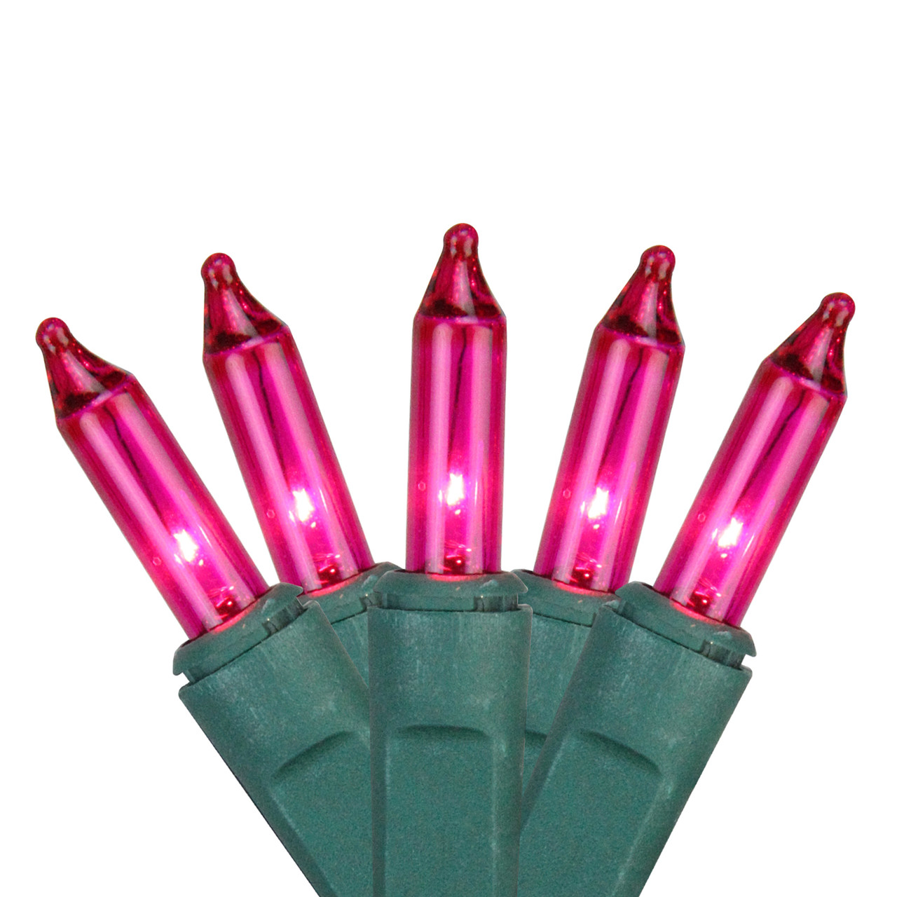 4' x 6' Pink Mini Net Style Christmas Lights Green Wire Christmas