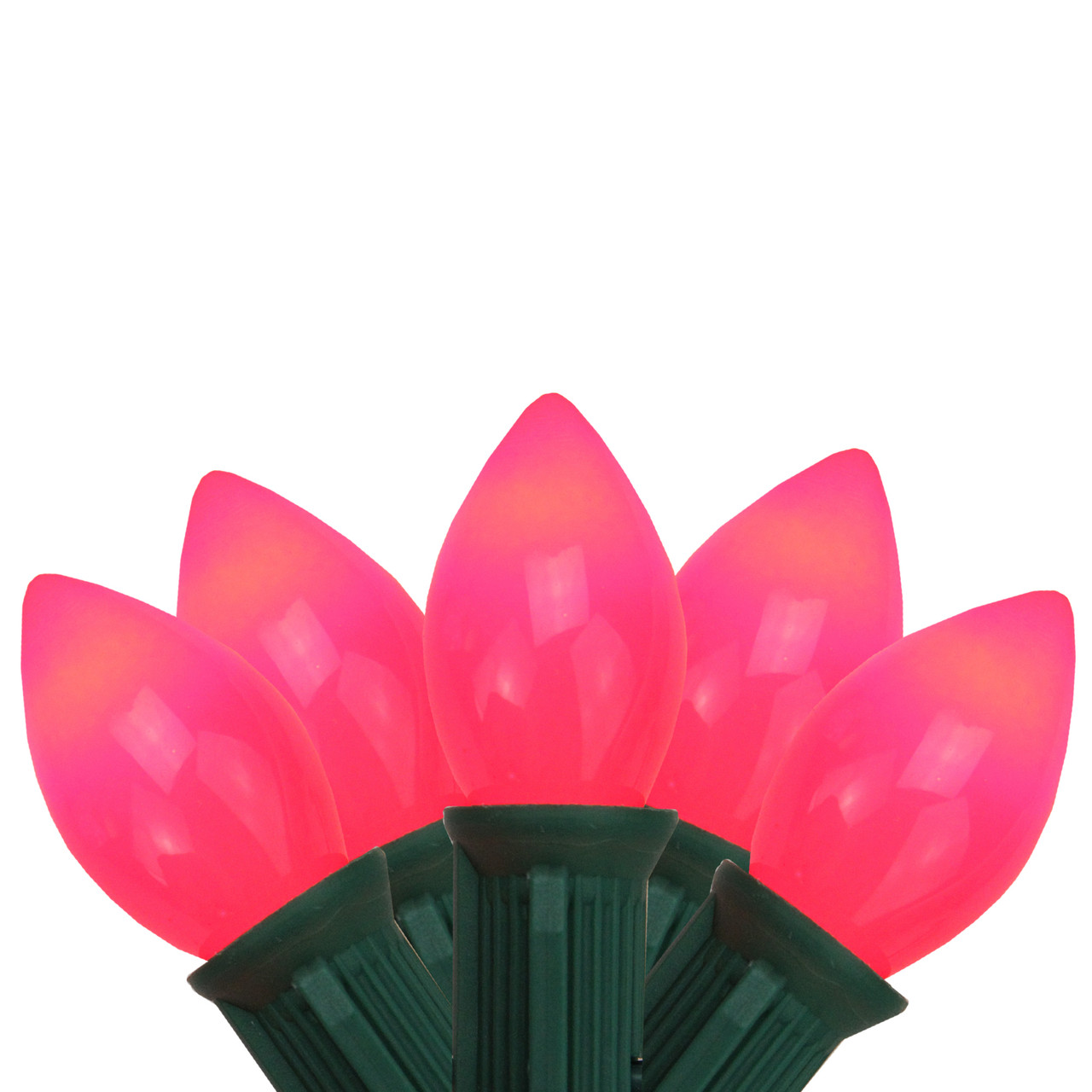 25Count Opaque Red C7 Christmas Light Set, 24ft Green Wire Christmas