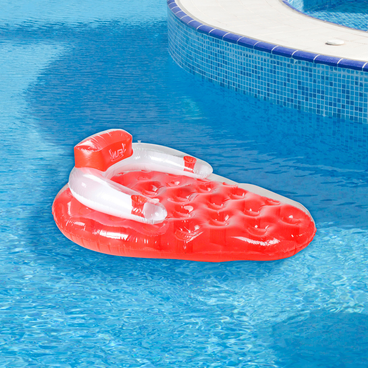 65'' Red & White Inflatable Strawberry Pool Water Lounge Float ...