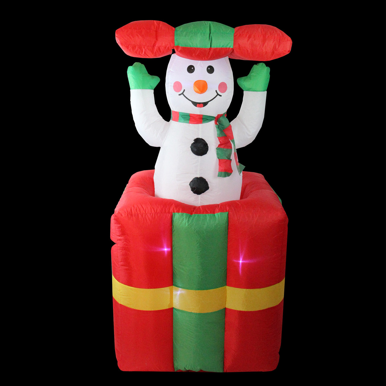 5' Lighted Inflatable Pop Up Snowman in Gift Box Christmas Outdoor