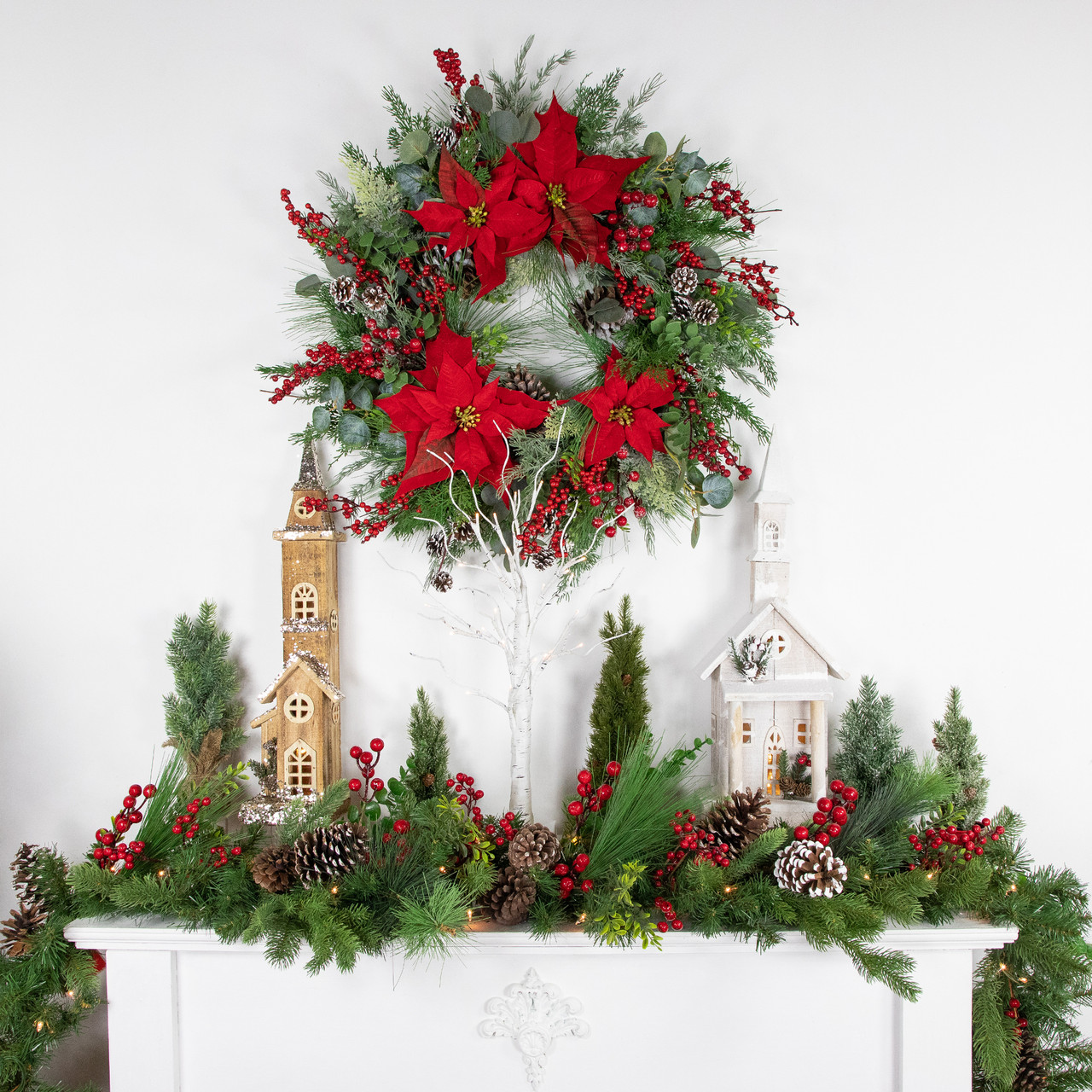 22" LED Lighted White Wooden Snowy Church Christmas Decoration
