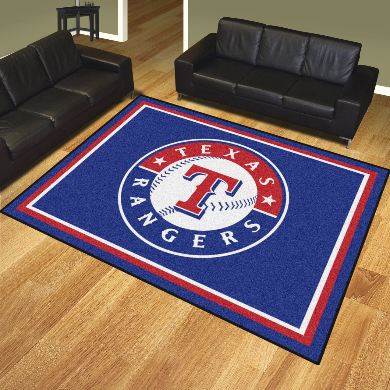 7.25' x 9.75' Red & White MLB Texas Rangers Plush Non-Skid Area Rug ...