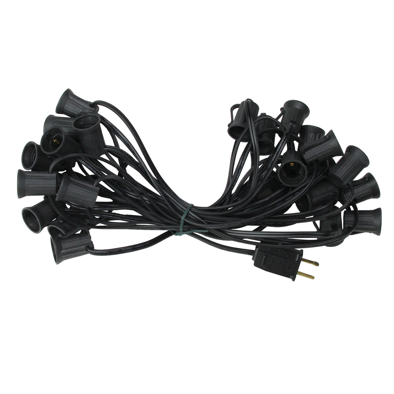 25' Commercial Christmas Light Socket Set - Black Wire | Christmas Central
