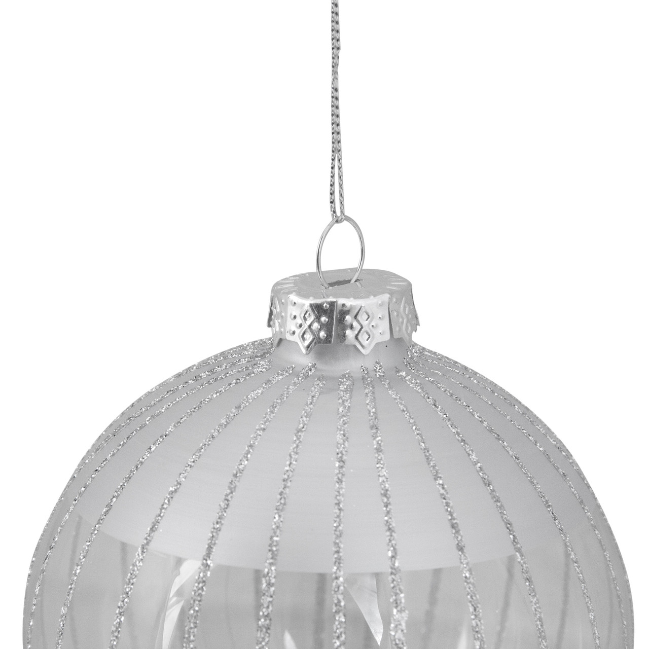 Striped Glass Ball Ornament (Set - 6)