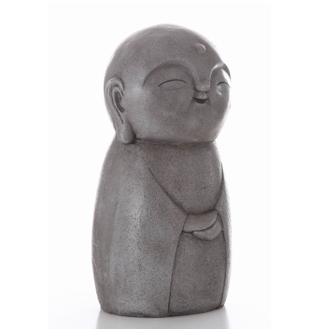 24" Gray Smiling Lucky Japanese Jizo Outdoor Figurine Christmas Central
