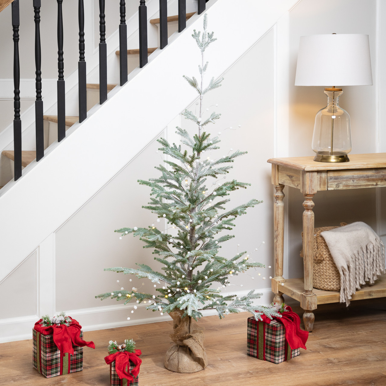 10-Count B/O Warm White LED Pom Pom Garland Christmas Lights - 3' Clear ...