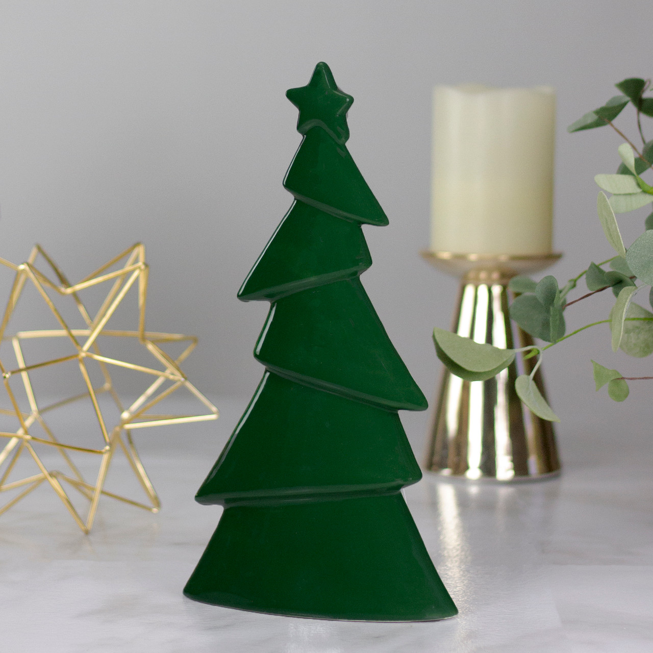 10.75" Dark Green Christmas Tree Tabletop Decor Christmas Central