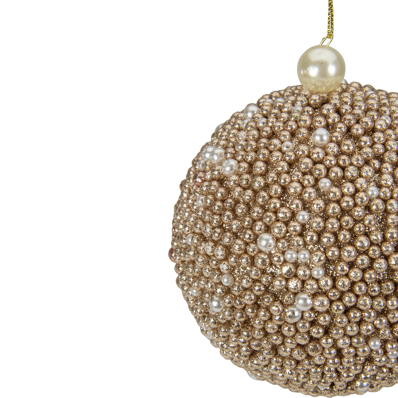 4-Inch Gold Glitter Beaded Christmas Ball Ornament | Christmas Central