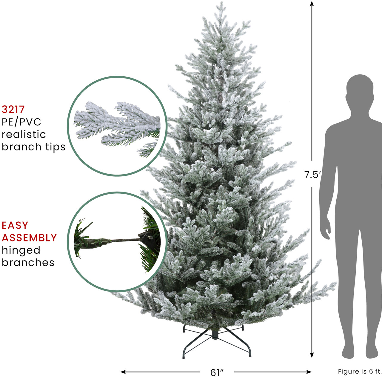 Real Touch™️ Flocked Little River Fir Artificial Christmas Tree - Unlit ...