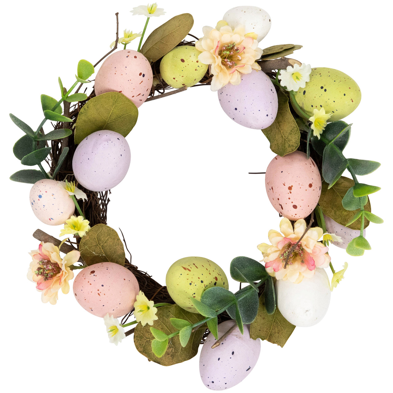 Pastel Easter Egg Mini Spring Easter Wreath, Pink  Yellow 8-Inch |  Christmas Central