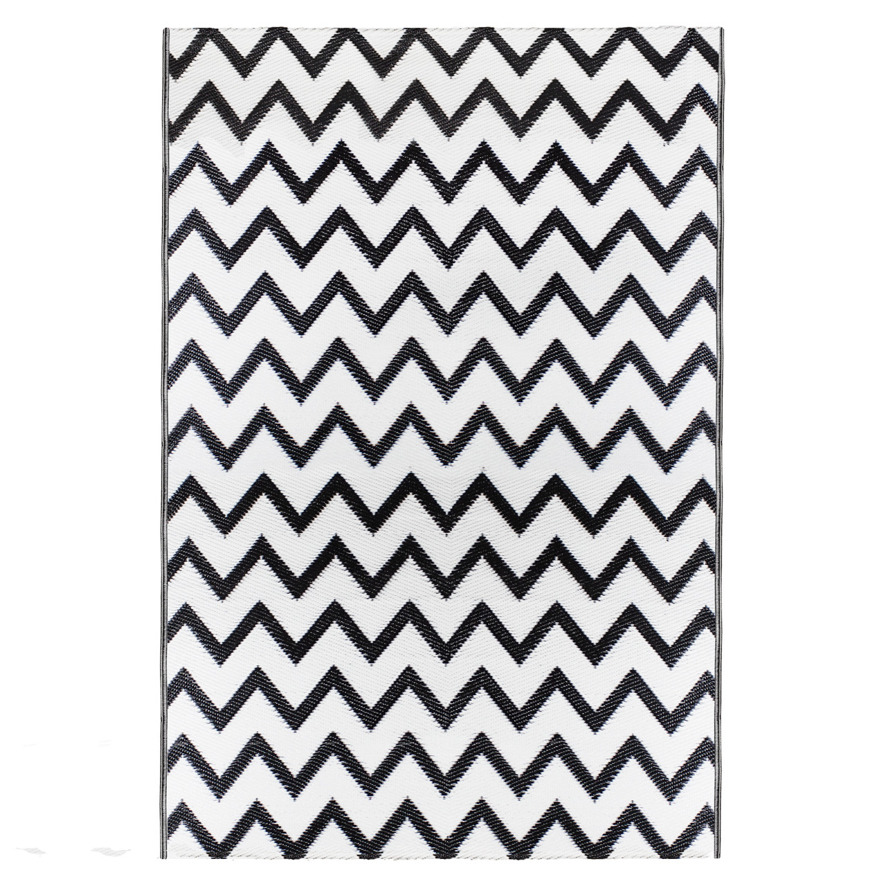 Classical black and white zig zag lines square rug