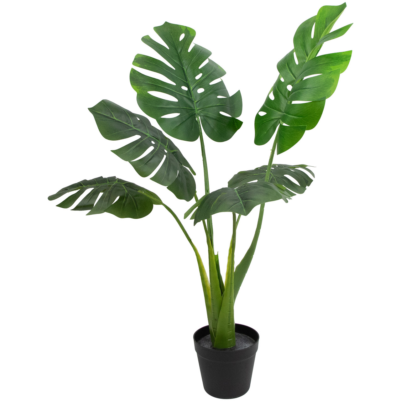 35" Green Wide Leaf Monstera Artificial Potted Plant Christmas Central