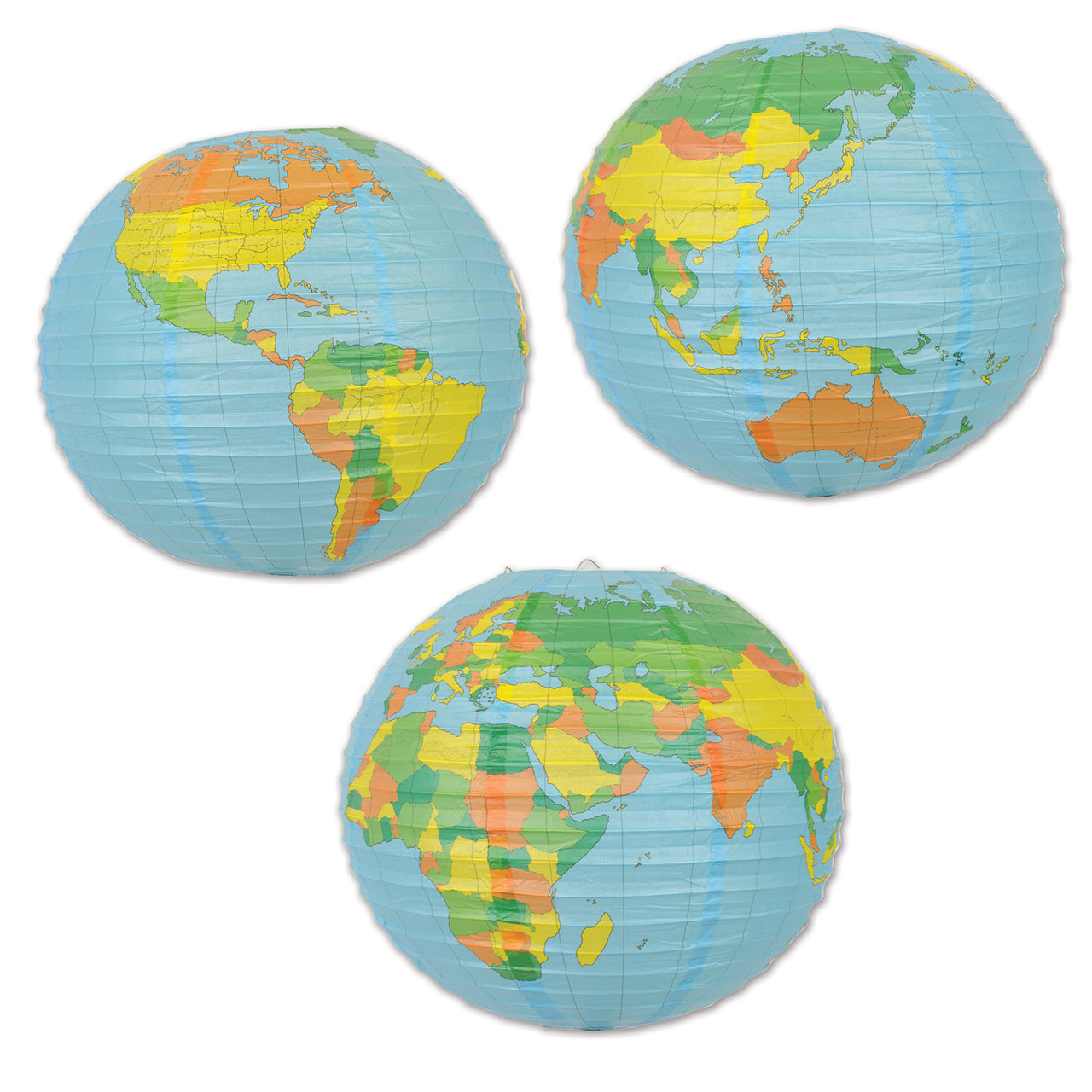 Club Pack of 12 Blue & Green World Globe Paper Lanterns 15.5" | Christmas  Central