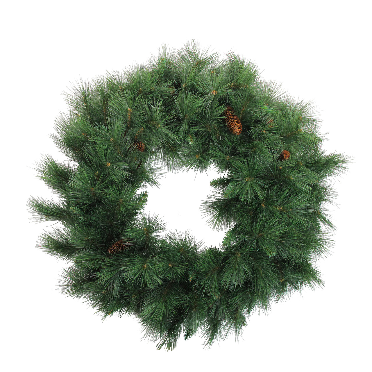 36" Green Long Needle Pine Artificial Christmas Wreath with Pine Cones