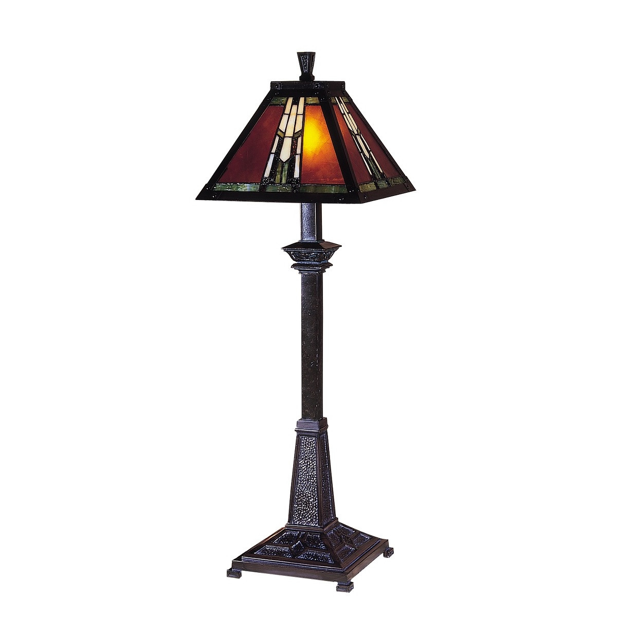 30" Mica Bronze Amber Monarch Hand Crafted Glass Tiffany-Style Buffet ...