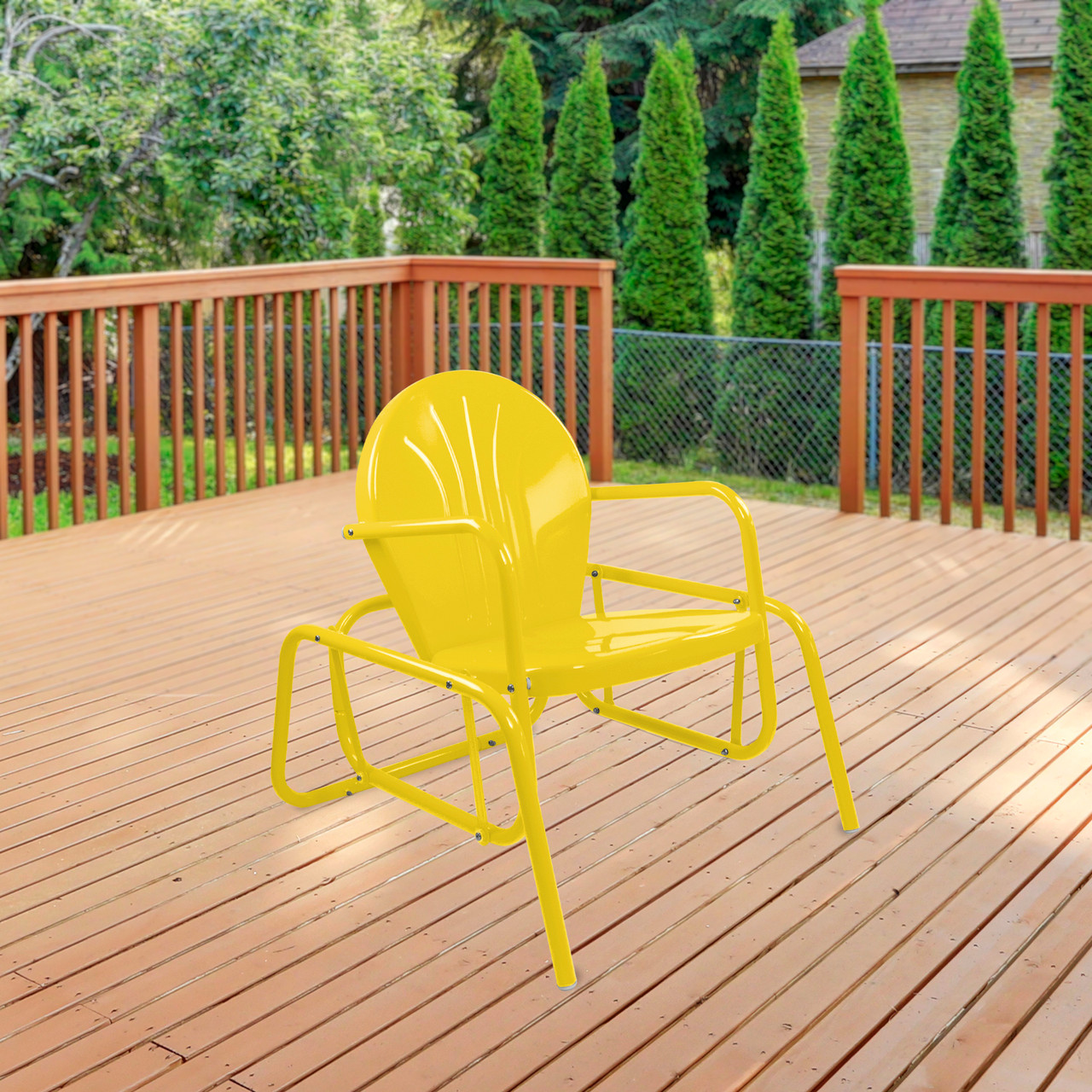 Outdoor Retro Metal Tulip Glider Patio Chair, Yellow | Christmas