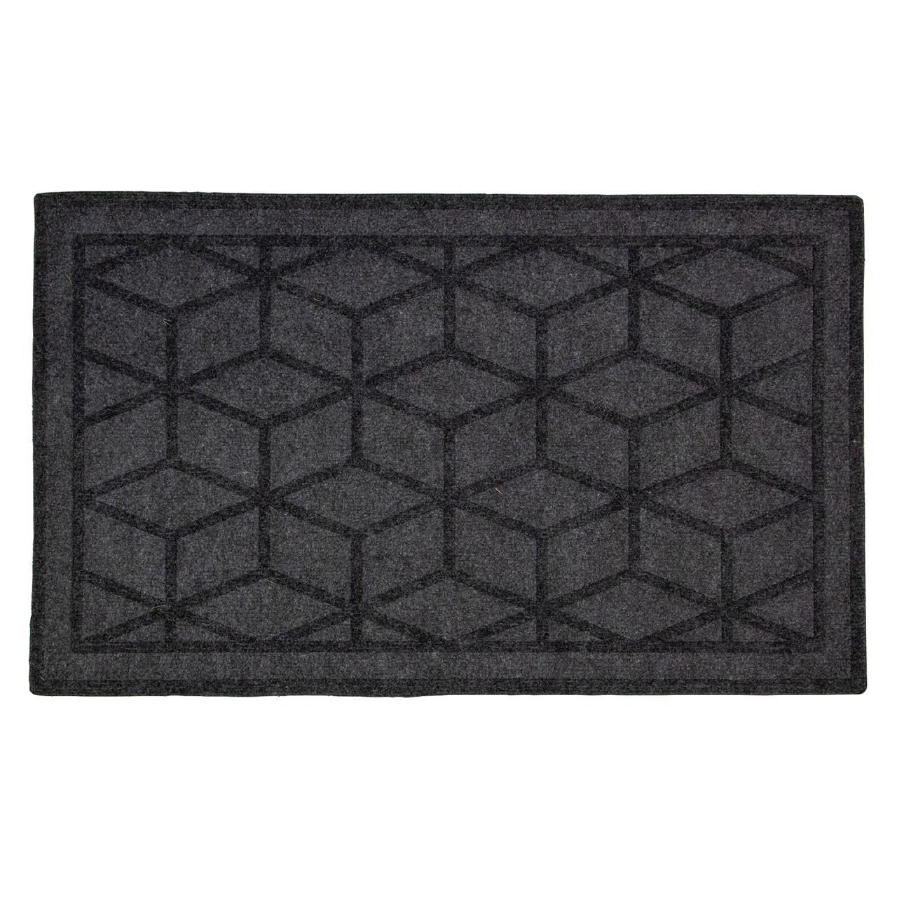 Northlight Black and Natural Coir Rectangular Welcome Doormat 22 x 48