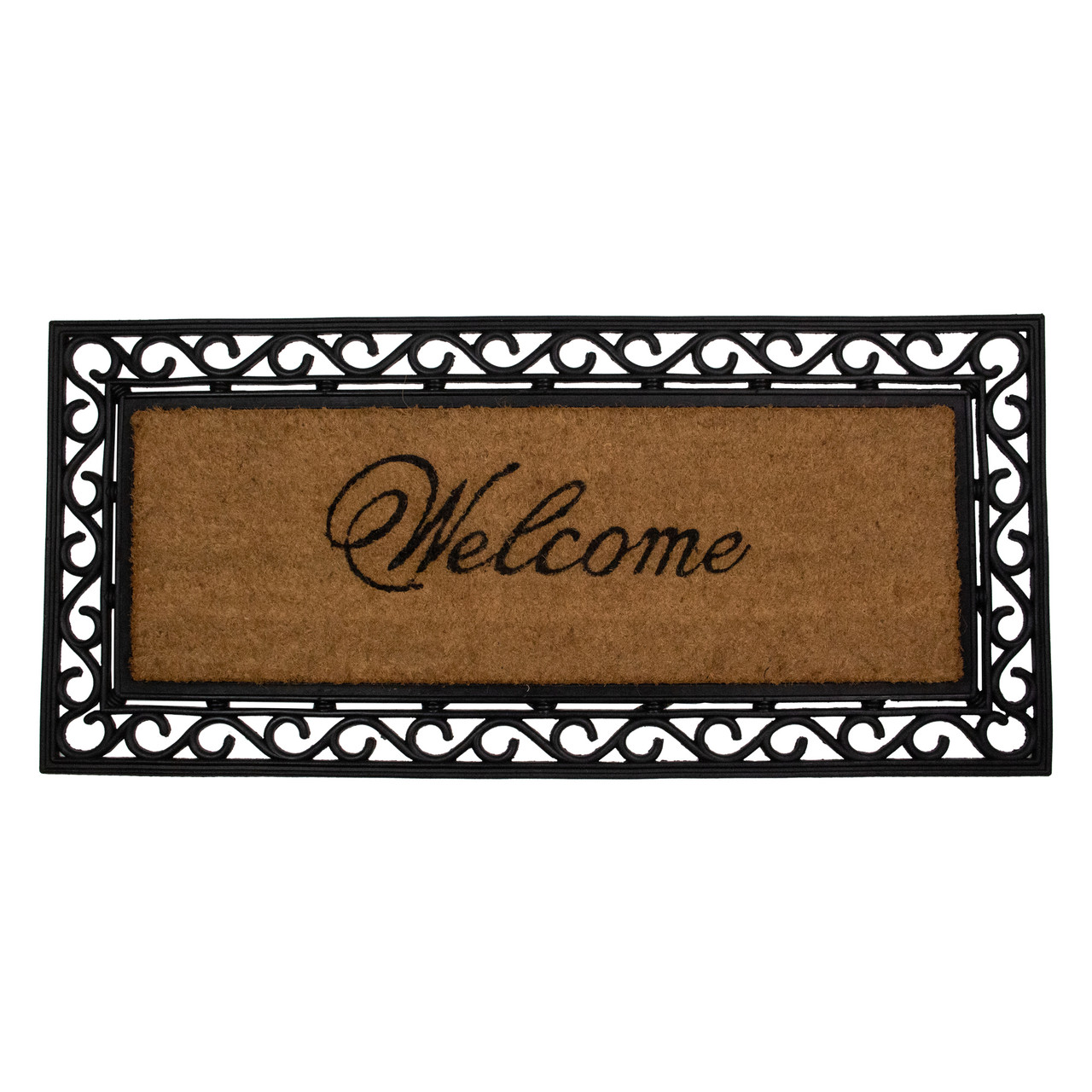 Northlight Gold and Natural Coir Rectangular Welcome Doormat 23