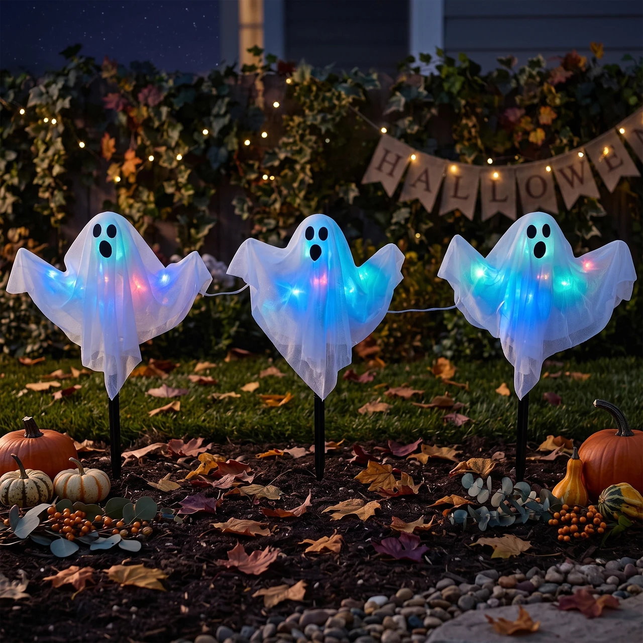 LED color changing ghost Halloween path lights