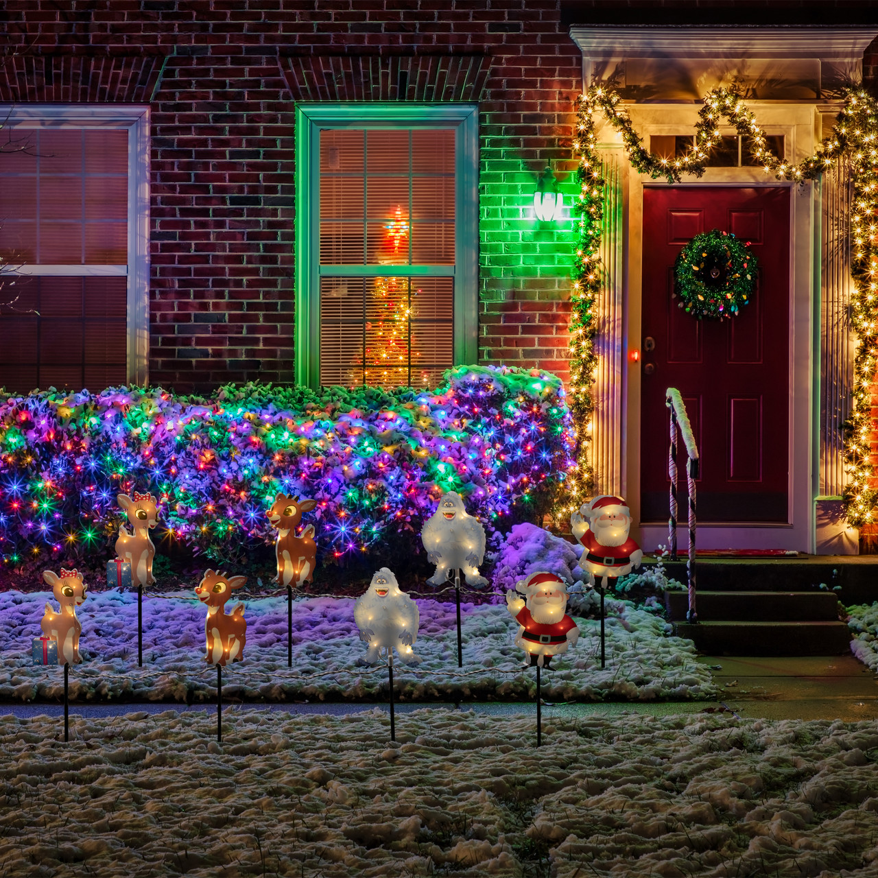 Set of 4 Lighted Rudolph & Friends Christmas Pathway Markers Clear