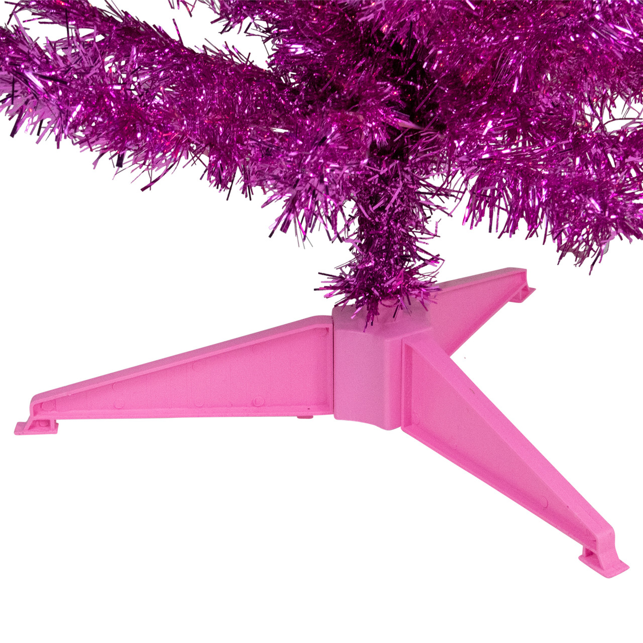 4' Pink Artificial Tinsel Christmas Tree, Unlit Christmas Central