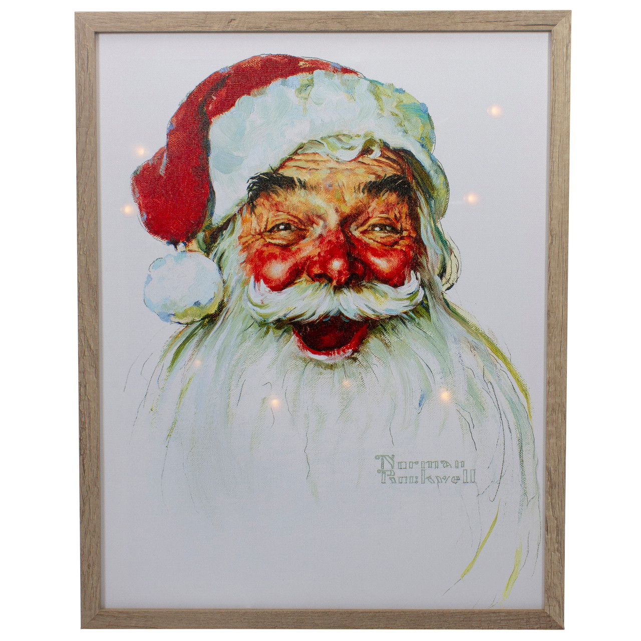 vintage canvas print, old style santa with christmas gold package canvas  wall art framed
