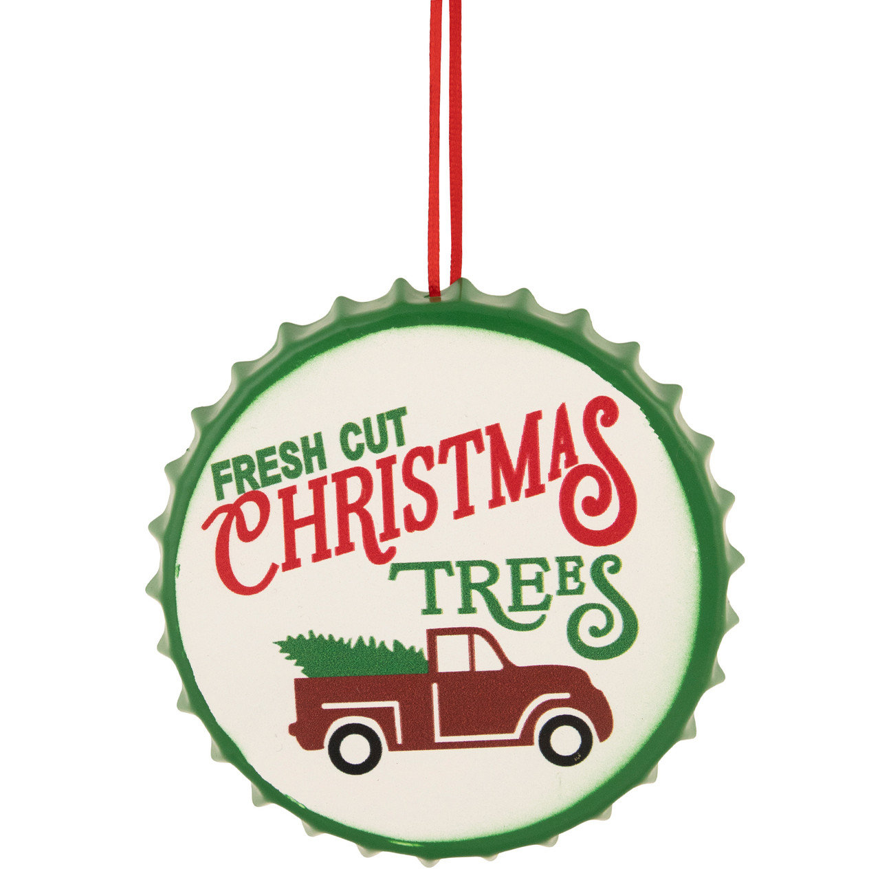 Iron Christmas Old Style Truck with Tree in Antique Red