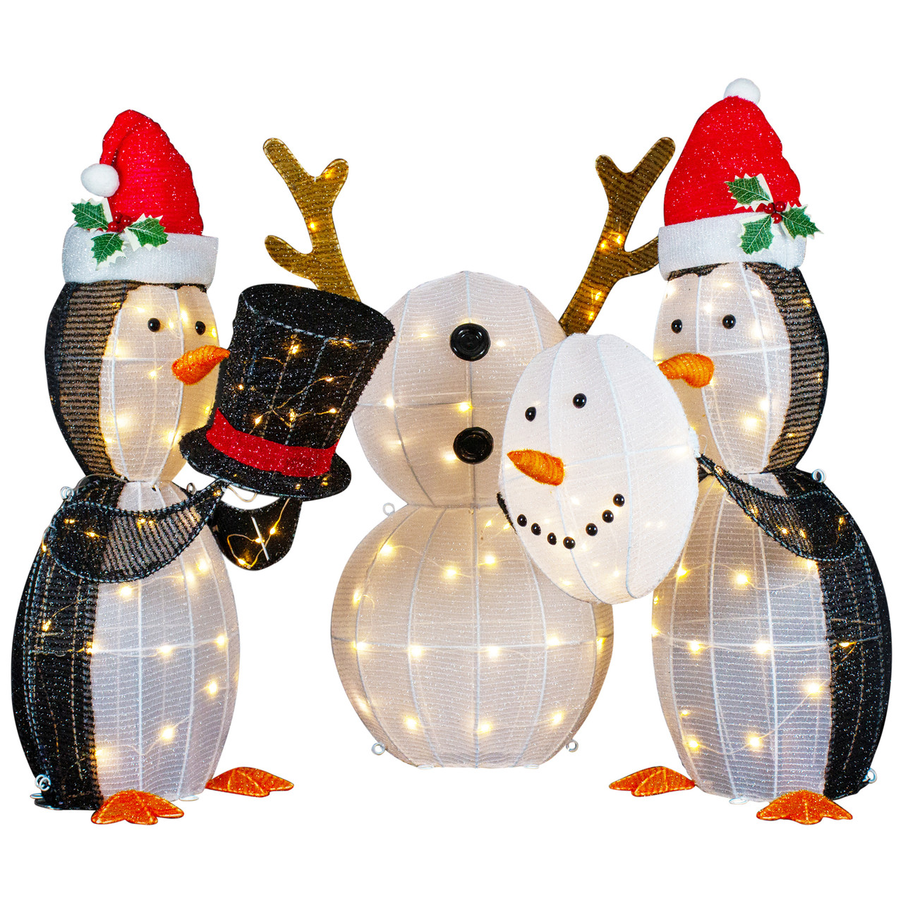 snowman ランプ penguin 電気 Xmas 置物 christmas LED Lighted Penguins Building Snowman Outdoor Christmas
