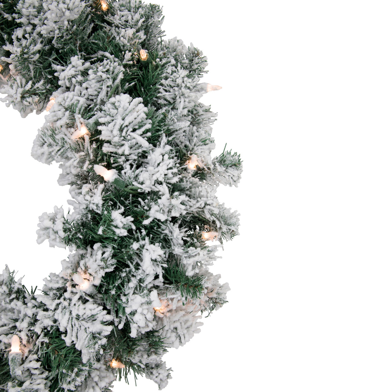 Winter White Lighted Wreath with Stackable Plug and Replacement Bulbs 24 Inch
