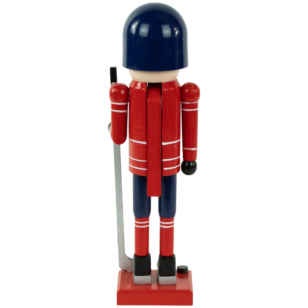 14" Blue & Red Wooden Christmas Ice Hockey Player Nutcracker Christmas Central