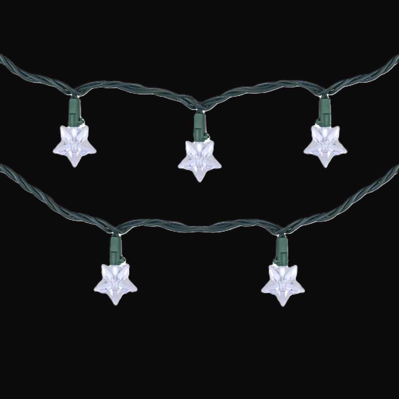 10-Count Pure White LED Star Christmas Light Set, 4ft Green Wire ...